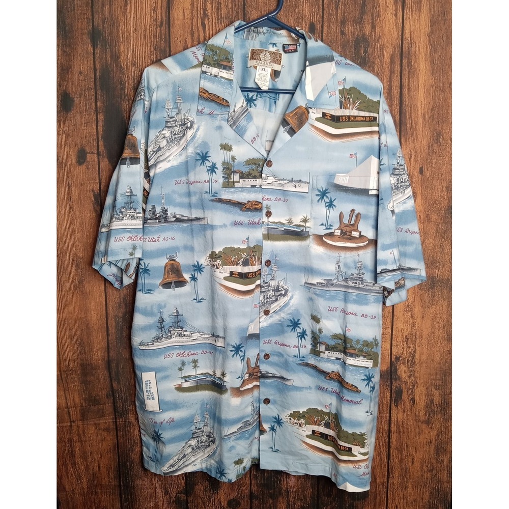 Kalaheo Men's Hawaiian Shirt Pearl Harbor Short Sleeve Size XL USA